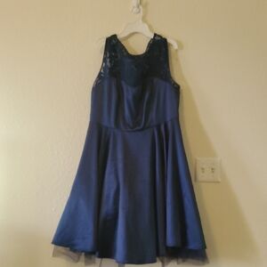 Torrid Blue Illusion Midi Ball Gown Dress